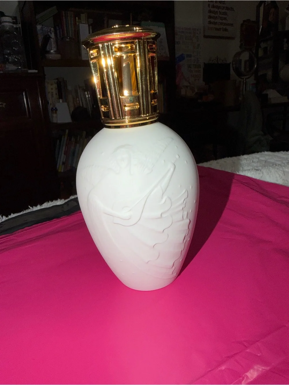 Lampe Berger White Ceramic Fragrance Lantern with Gold Vent Cap Artoria Limoges